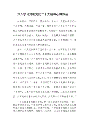 深入学习贯彻党的二十大精神心得体会参考范文2篇.docx