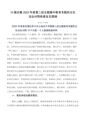 10篇合集2023年度第二批主题集中教育专题民主生活会对照检查发言提纲.docx