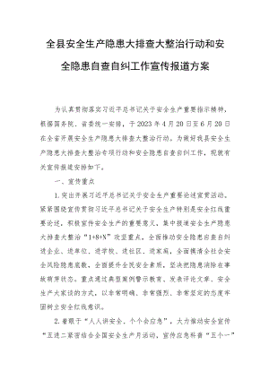 全县安全生产隐患大排查大整治行动和安全隐患自查自纠工作宣传报道方案.docx