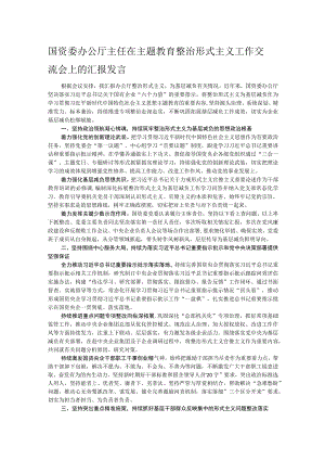 国资委办公厅主任在主题教育整治形式主义工作交流会上的汇报发言.docx