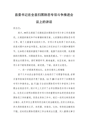 县委书记在全县扫黑除恶专项斗争推进会议上的讲话.docx
