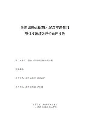 湖南城陵矶新港区2022年度部门整体支出绩效评价自评报告.docx