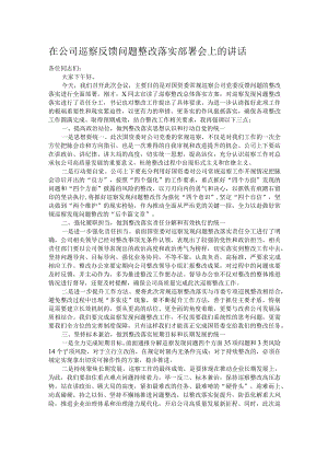 在公司巡察反馈问题整改落实部署会上的讲话.docx
