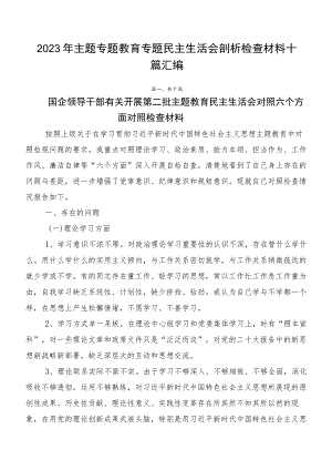 2023年主题专题教育专题民主生活会剖析检查材料十篇汇编.docx