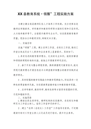 XX县教育系统“领雁”工程实施方案.docx