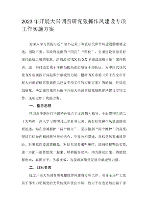 2023年开展大兴调查研究狠抓作风建设专项工作实施方案.docx