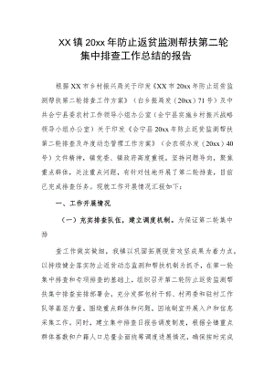 xx镇20xx年防止返贫监测帮扶第二轮集中排查工作总结的报告.docx