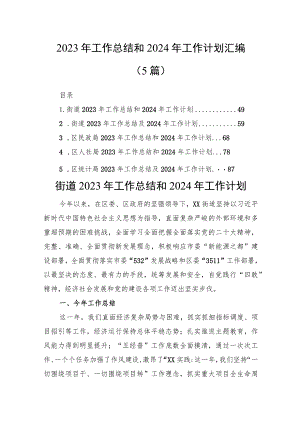 2023年工作总结和2024年工作计划汇编（5篇）.docx