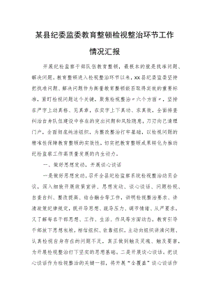 某县纪委监委教育整顿检视整治环节工作情况汇报.docx