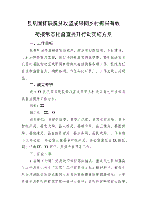 县巩固拓展脱贫攻坚成果同乡村振兴有效衔接常态化督查提升行动实施方案.docx