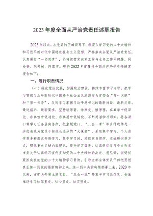2023年度全面从严治党责任述职报告.docx