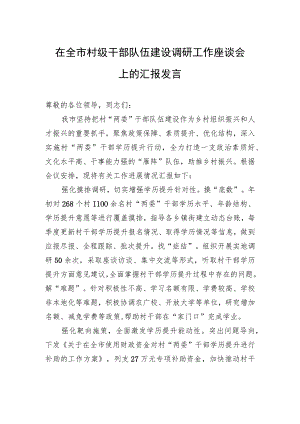在全市村级干部队伍建设调研工作座谈会上的汇报发言.docx