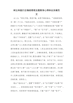 树立和践行正确政绩观主题教育心得体会多篇范文.docx