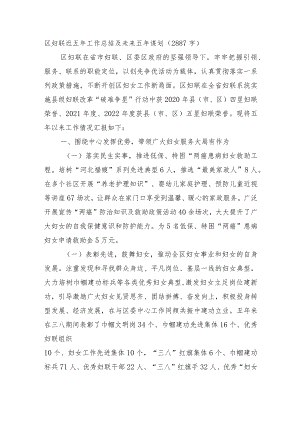 区妇联近五年工作总结及未来五年谋划.docx
