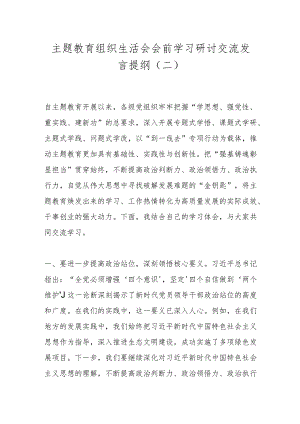 主题教育组织生活会会前学习研讨交流发言提纲（二）.docx