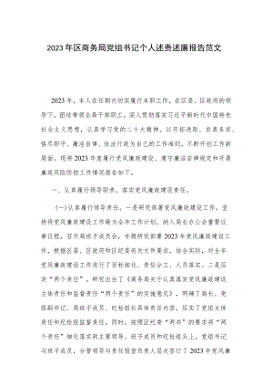 2023年区商务局党组书记个人述责述廉报告范文.docx