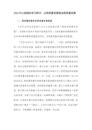 2023中心组理论学习研讨：以高质量党建驱动高质量发展.docx