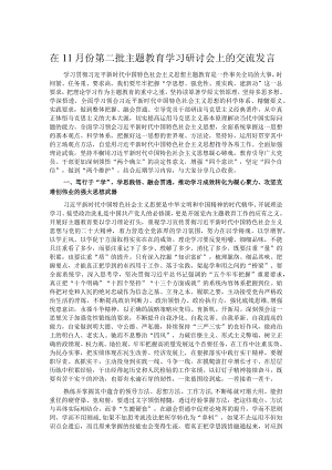 在11月份第二批主题教育学习研讨会上的交流发言.docx