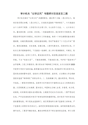 审计机关“以学正风”专题研讨交流发言二篇.docx