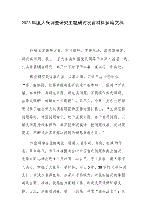 2023年度大兴调查研究主题研讨发言材料多篇文稿.docx