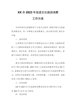 XX市2023年促进文化旅游消费工作方案.docx