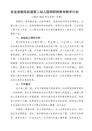 小四班郑婷婷教育教学计划.docx