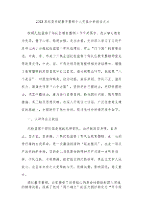 2023某纪委书记教育整顿个人党性分析报告文本.docx