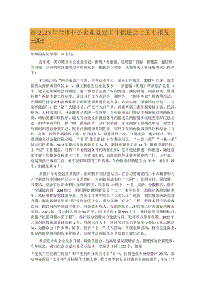 在2023年全市非公企业党建工作推进会上的汇报发言.docx