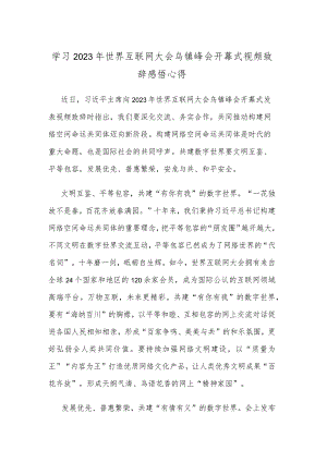学习2023年世界互联网大会乌镇峰会开幕式视频致辞感悟心得.docx