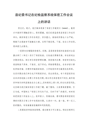 县纪委书记在纪检监察系统保密工作会议上的讲话.docx