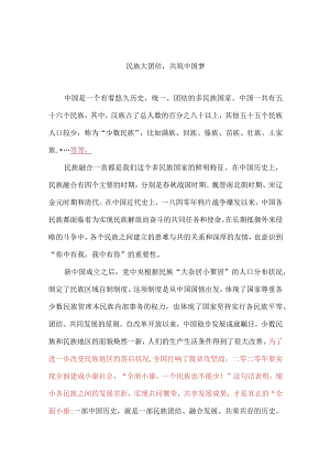 民族大团结共筑中国演讲稿.docx