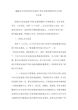 2023某市纪委常委纪检监察干部队伍教育整顿党性分析报告2篇.docx