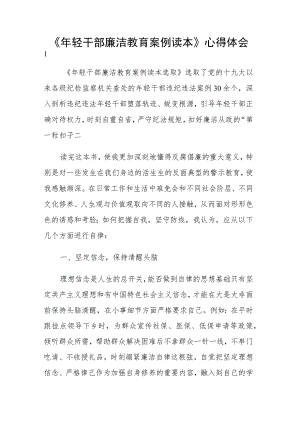 《年轻干部廉洁教育案例读本》学习感悟心得体会范文10篇.docx