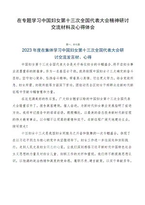 在专题学习中国妇女第十三次全国代表大会精神研讨交流材料及心得体会.docx