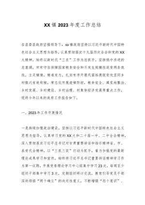 XX镇2023年度工作总结.docx