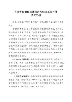 宣传部民族团结进步创建工作开展情况汇报.docx