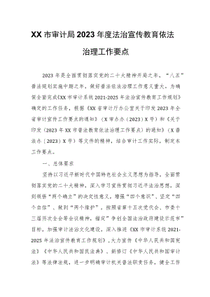 XX市审计局2023年度法治宣传教育依法治理工作要点.docx