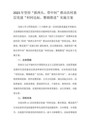 2023年坚持“抓两头、带中间”推动农村基层党建“村村达标、整镇推进”实施方案.docx