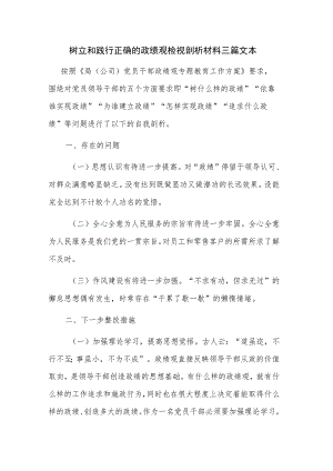 树立和践行正确的政绩观检视剖析材料三篇文本.docx