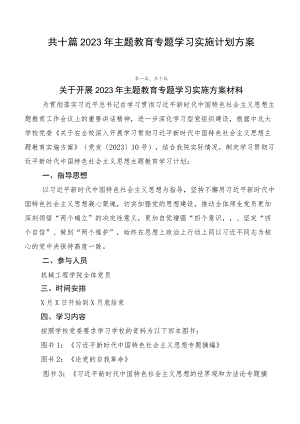 共十篇2023年主题教育专题学习实施计划方案.docx