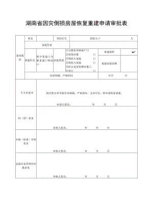 湖南省因灾倒损房屋恢复重建申请审批表.docx