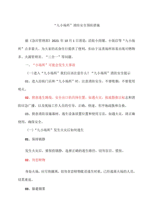 “九小场所”消防安全预防措施(2023年).docx