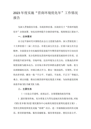 2023年度实施“营商环境优化年”工作情况报告.docx