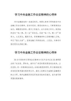 学习贯彻落实2023年中央金融工作会议精神的心得体会简短发言二十篇.docx