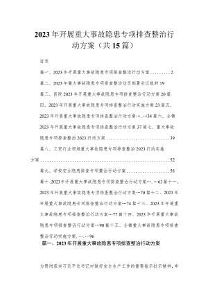 2023年开展重大事故隐患专项排查整治行动方案(精选15篇合集).docx