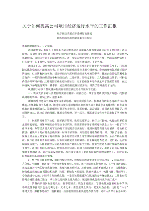 关于如何提高公司项目经济运行水平的工作汇报.docx