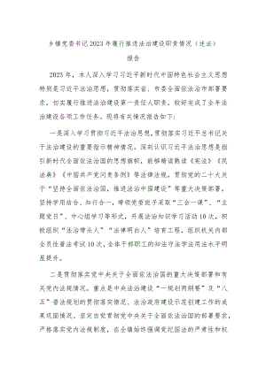 乡镇党委书记2023年履行推进法治建设职责情况（述法）报告.docx