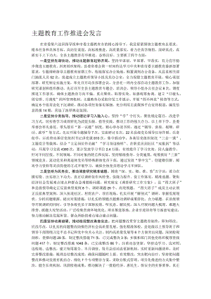 主题教育工作推进会发言.docx