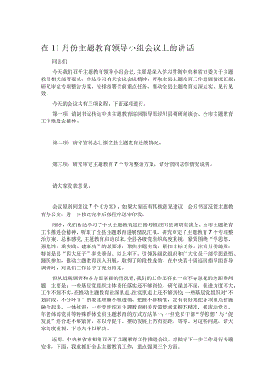 在11月份主题教育领导小组会议上的讲话.docx