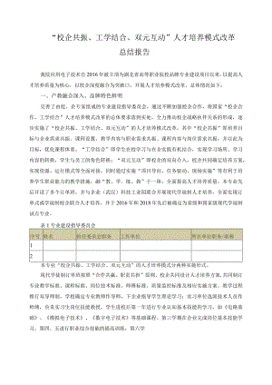 “校企共振、工学结合、双元互动”人才培养模式改革总结报告.docx
